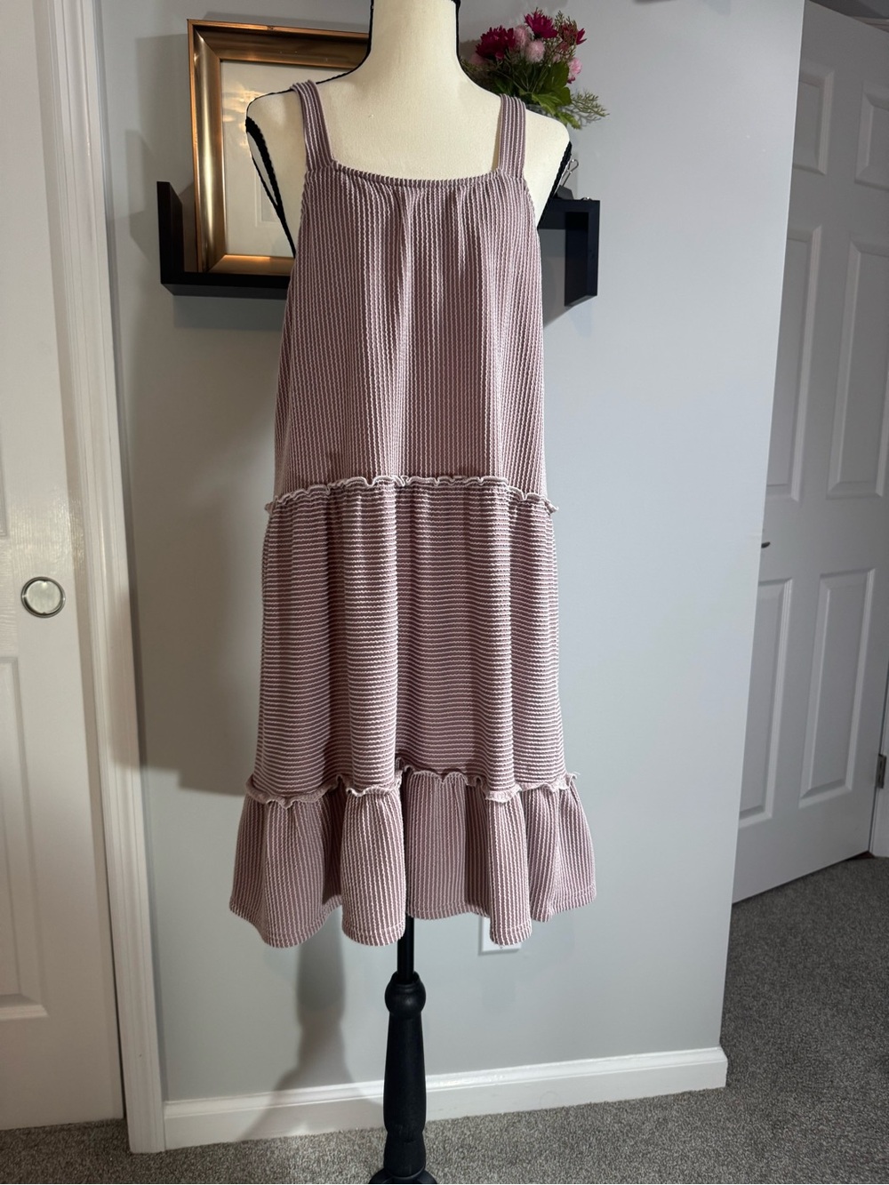 Sleeveless Knit Tiered Dress - Dusty Rose